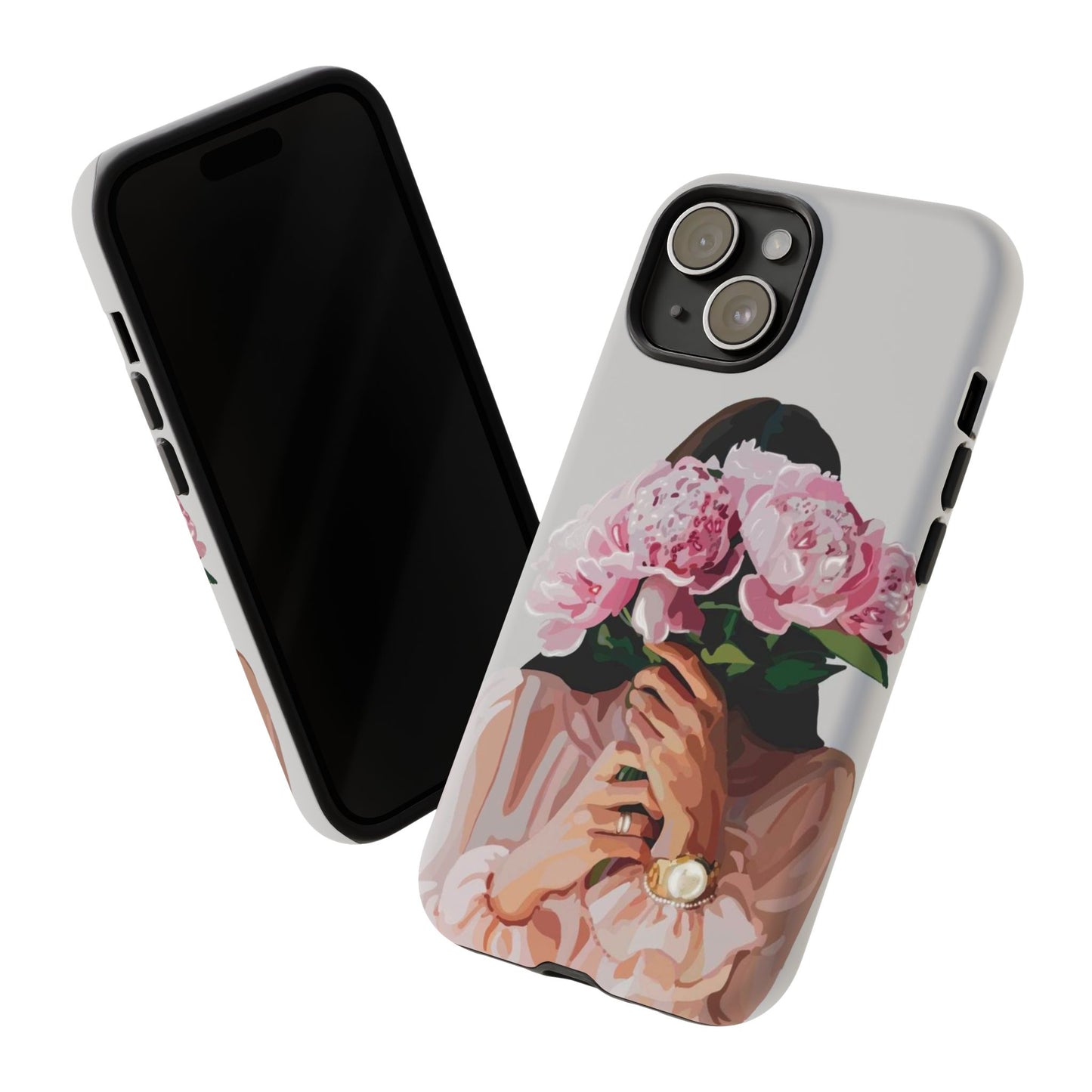 Artistic Phone Case with Floral Design, Durable Phone Cover