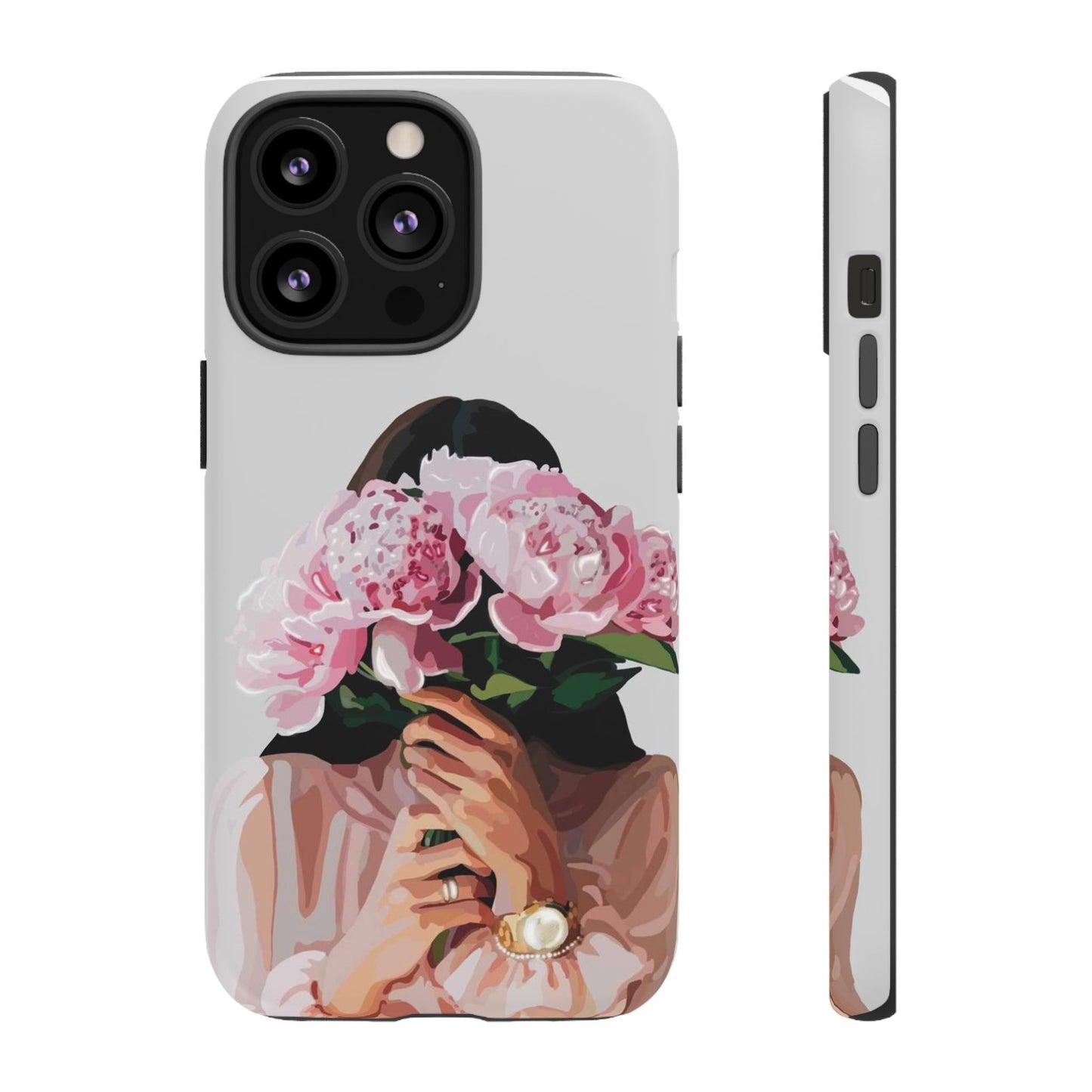 Artistic Phone Case with Floral Design, Durable Phone Cover