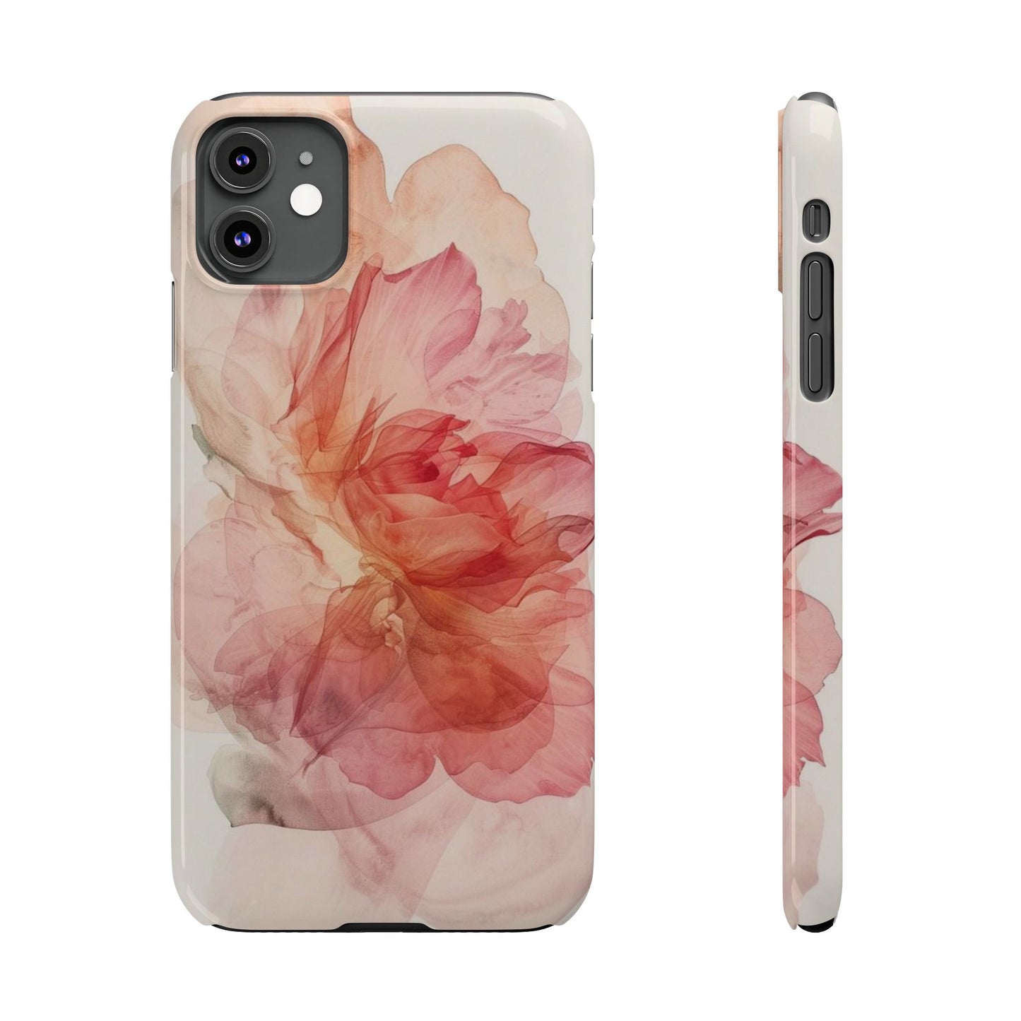 Elegant Floral Slim Phone Case, Flower Art Phone Cover, Stylish Mobile Case