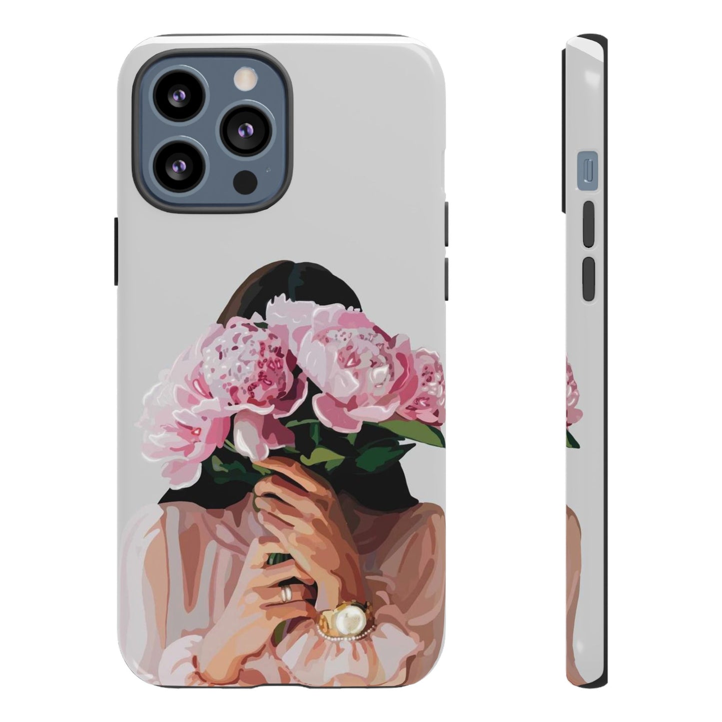 Artistic Phone Case with Floral Design, Durable Phone Cover