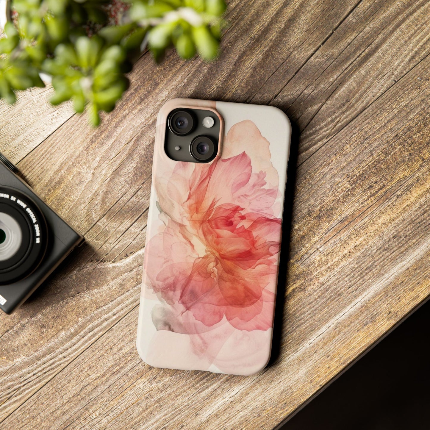 Elegant Floral Slim Phone Case, Flower Art Phone Cover, Stylish Mobile Case