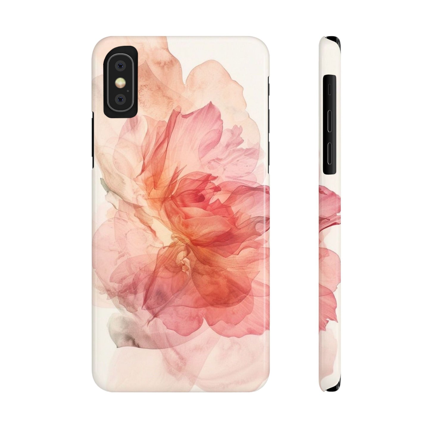 Elegant Floral Slim Phone Case, Flower Art Phone Cover, Stylish Mobile Case