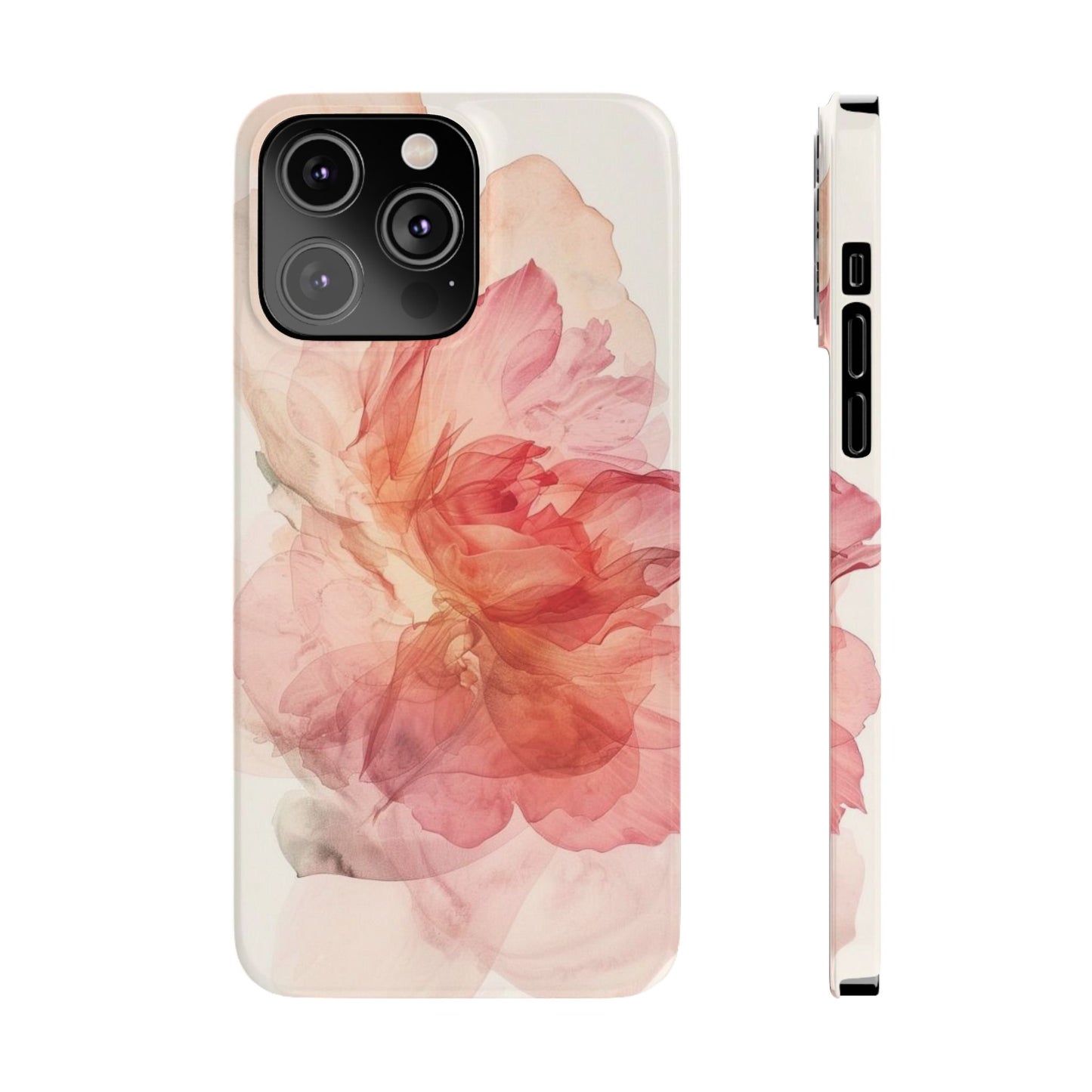 Elegant Floral Slim Phone Case, Flower Art Phone Cover, Stylish Mobile Case