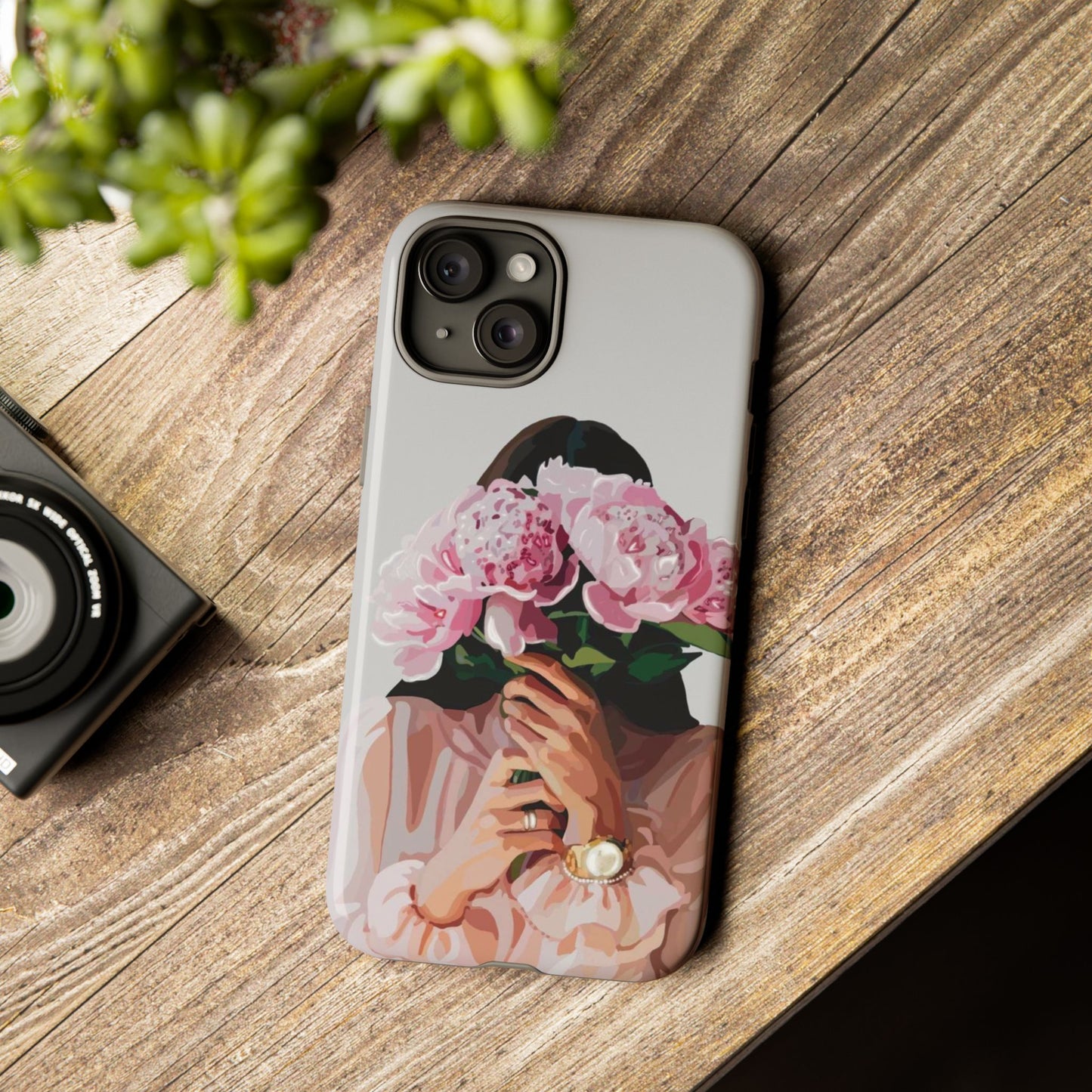 Artistic Phone Case with Floral Design, Durable Phone Cover