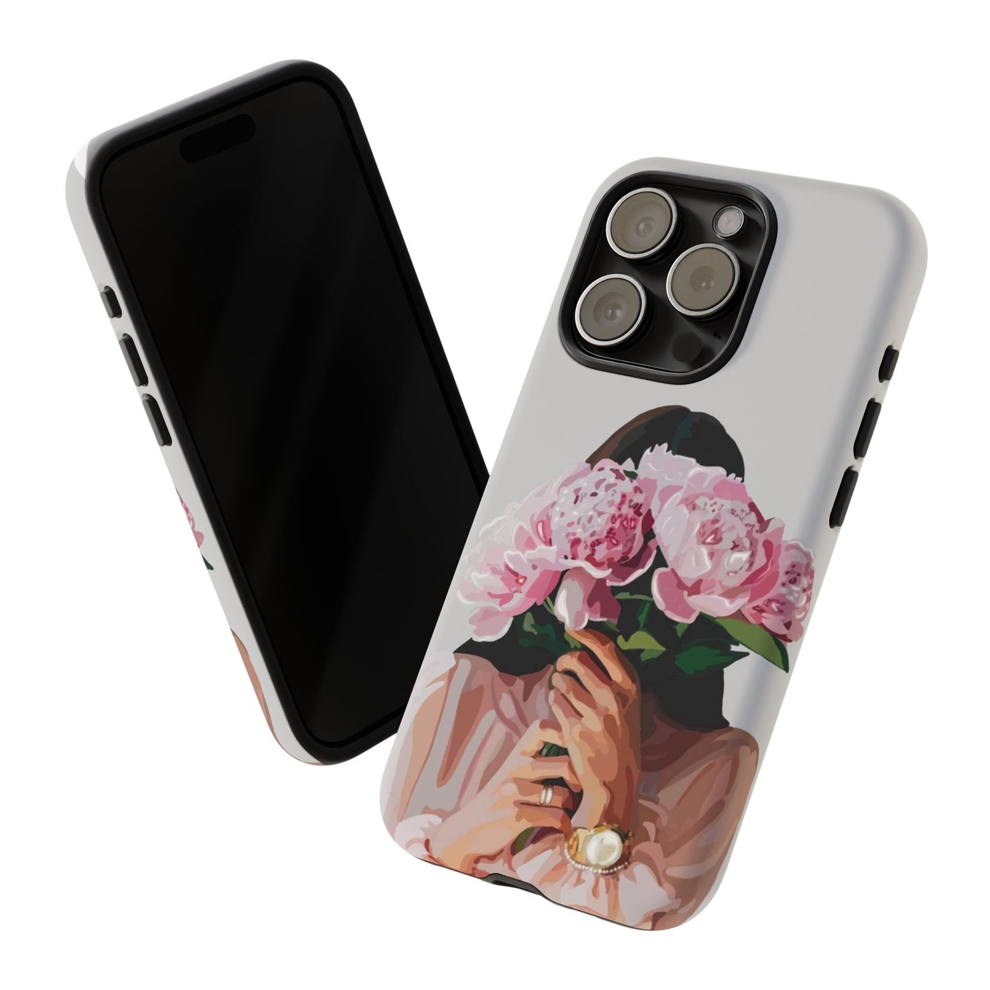 Artistic Phone Case with Floral Design, Durable Phone Cover