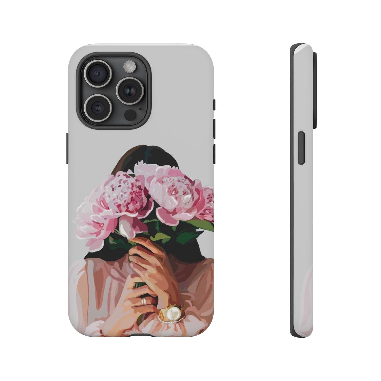 Artistic Phone Case with Floral Design, Durable Phone Cover