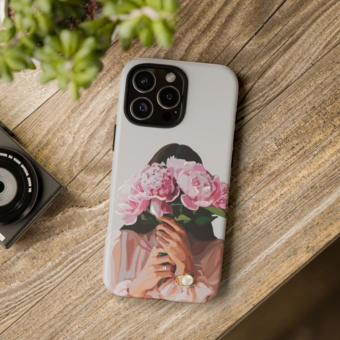 Artistic Phone Case with Floral Design, Durable Phone Cover