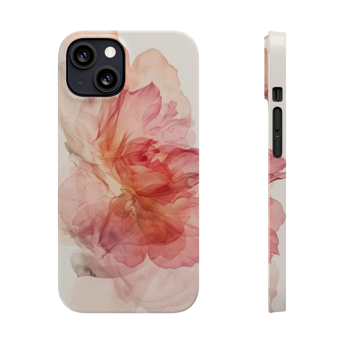 Elegant Floral Slim Phone Case, Flower Art Phone Cover, Stylish Mobile Case