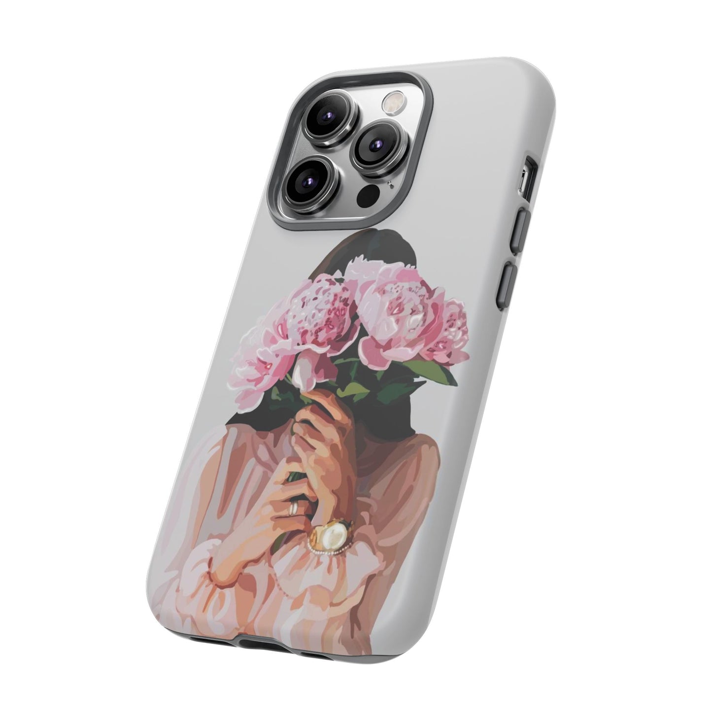 Artistic Phone Case with Floral Design, Durable Phone Cover