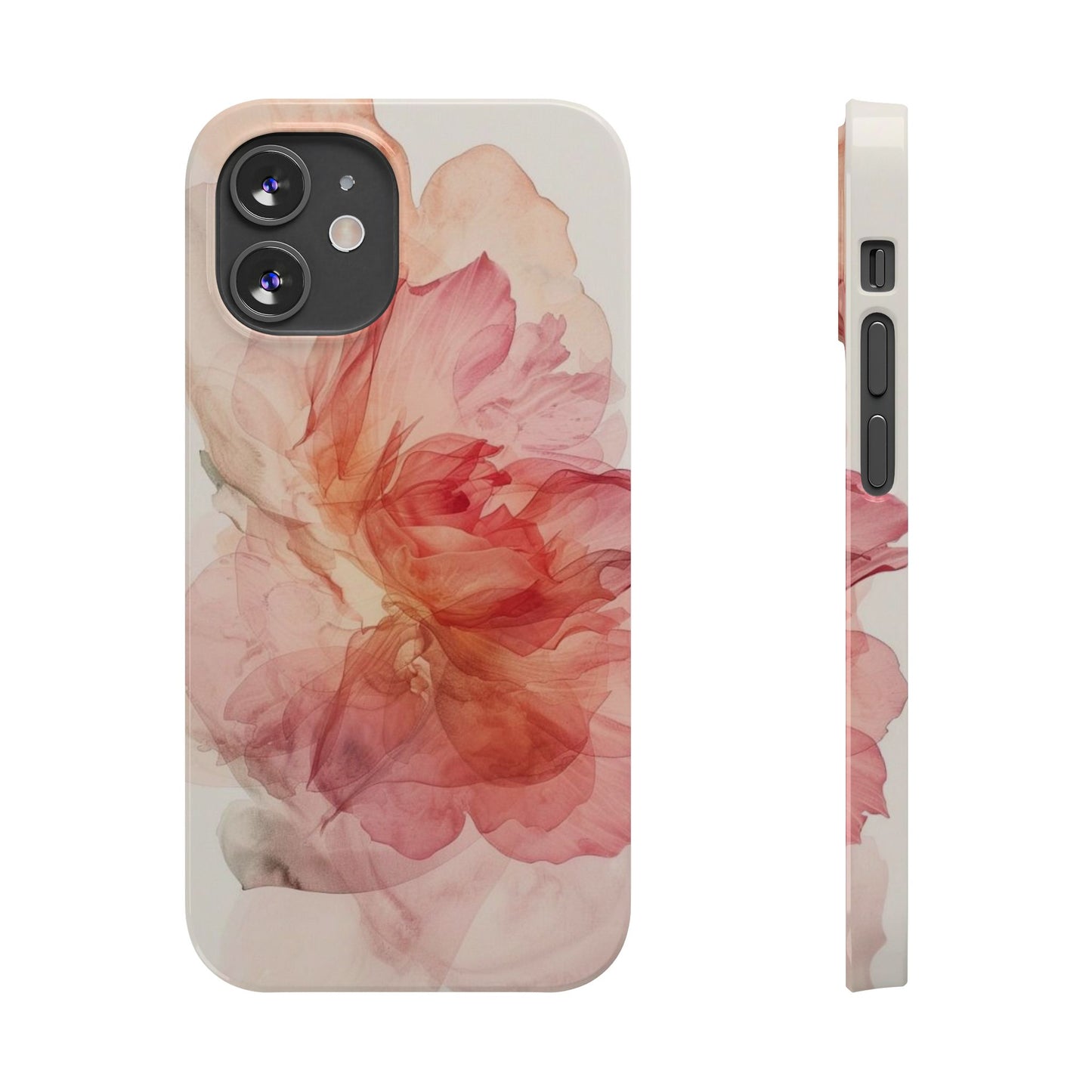 Elegant Floral Slim Phone Case, Flower Art Phone Cover, Stylish Mobile Case