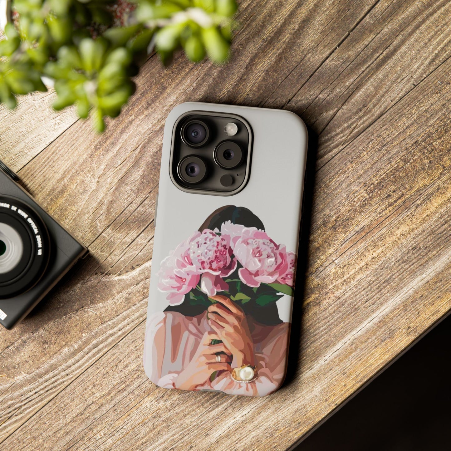 Artistic Phone Case with Floral Design, Durable Phone Cover