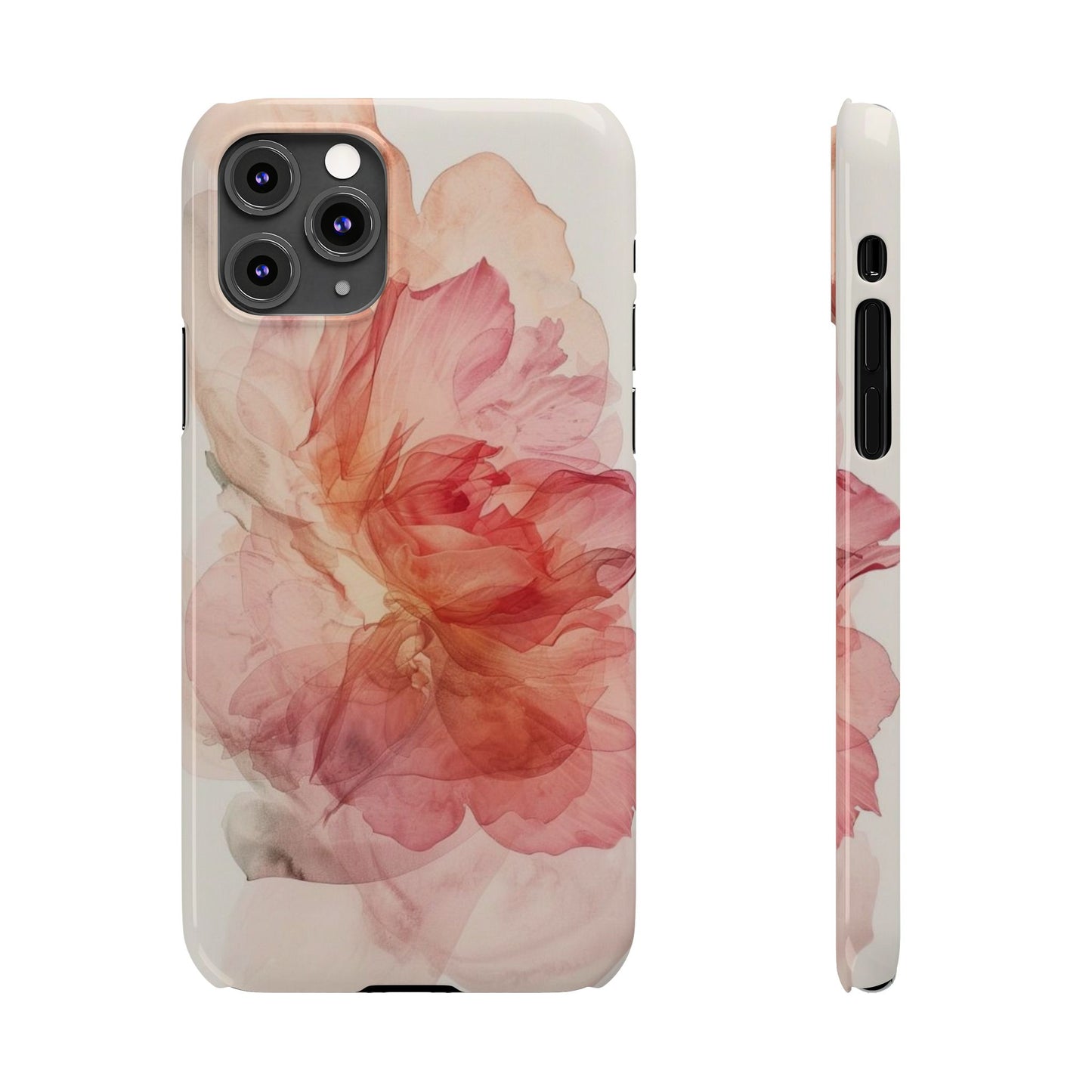 Elegant Floral Slim Phone Case, Flower Art Phone Cover, Stylish Mobile Case