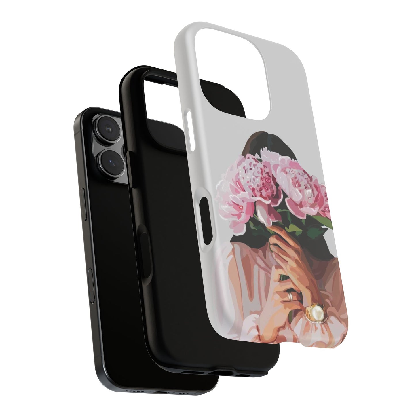 Artistic Phone Case with Floral Design, Durable Phone Cover