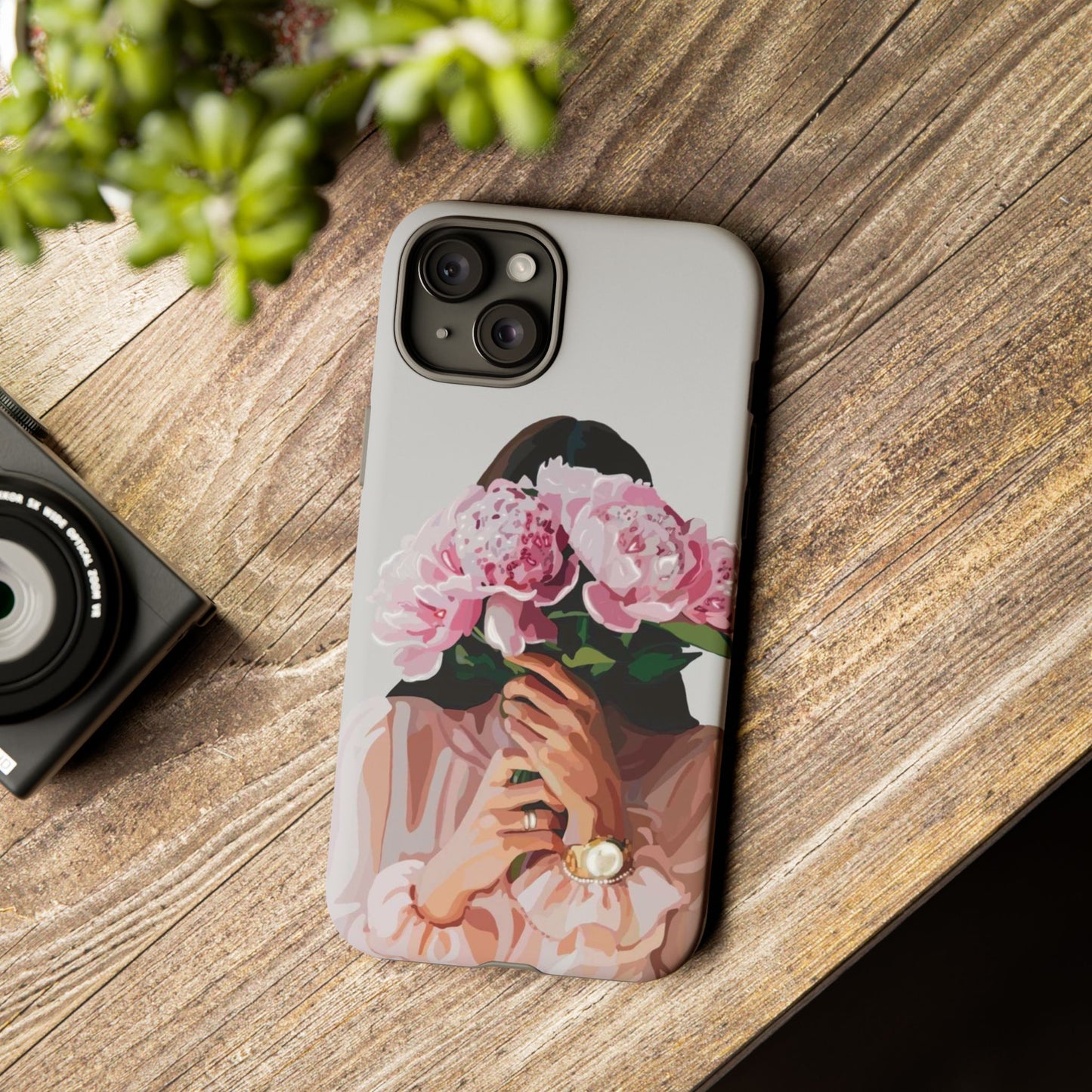 Artistic Phone Case with Floral Design, Durable Phone Cover