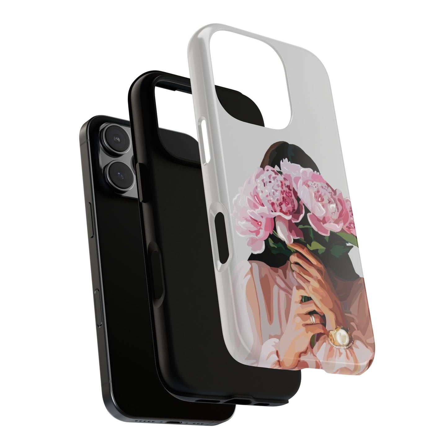 Artistic Phone Case with Floral Design, Durable Phone Cover