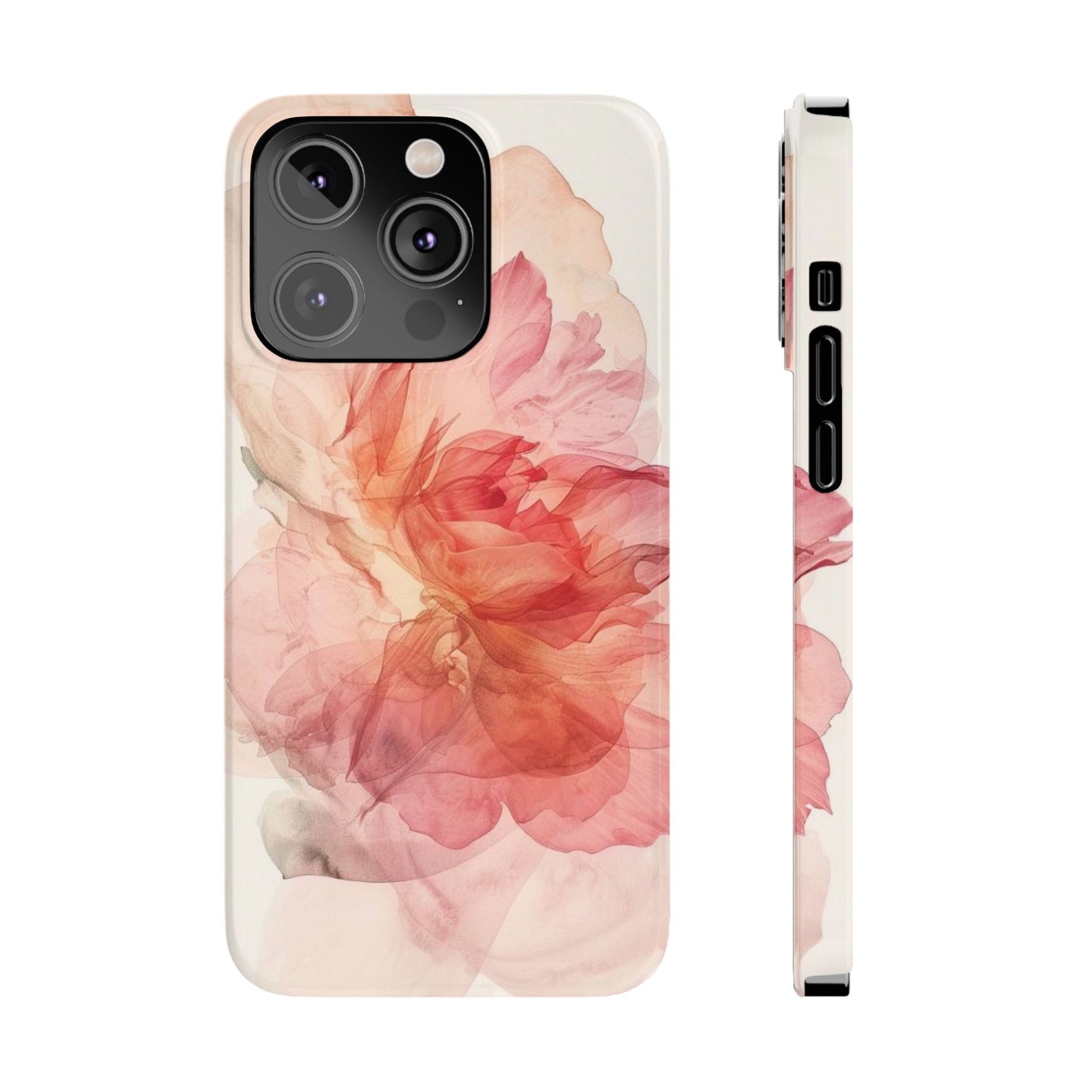 Elegant Floral Slim Phone Case, Flower Art Phone Cover, Stylish Mobile Case