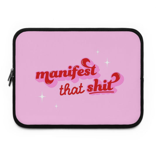 Manifest Your Vibe Laptop Sleeve, Pink Laptop Case, Motivational Sleeve, Tech Accessory