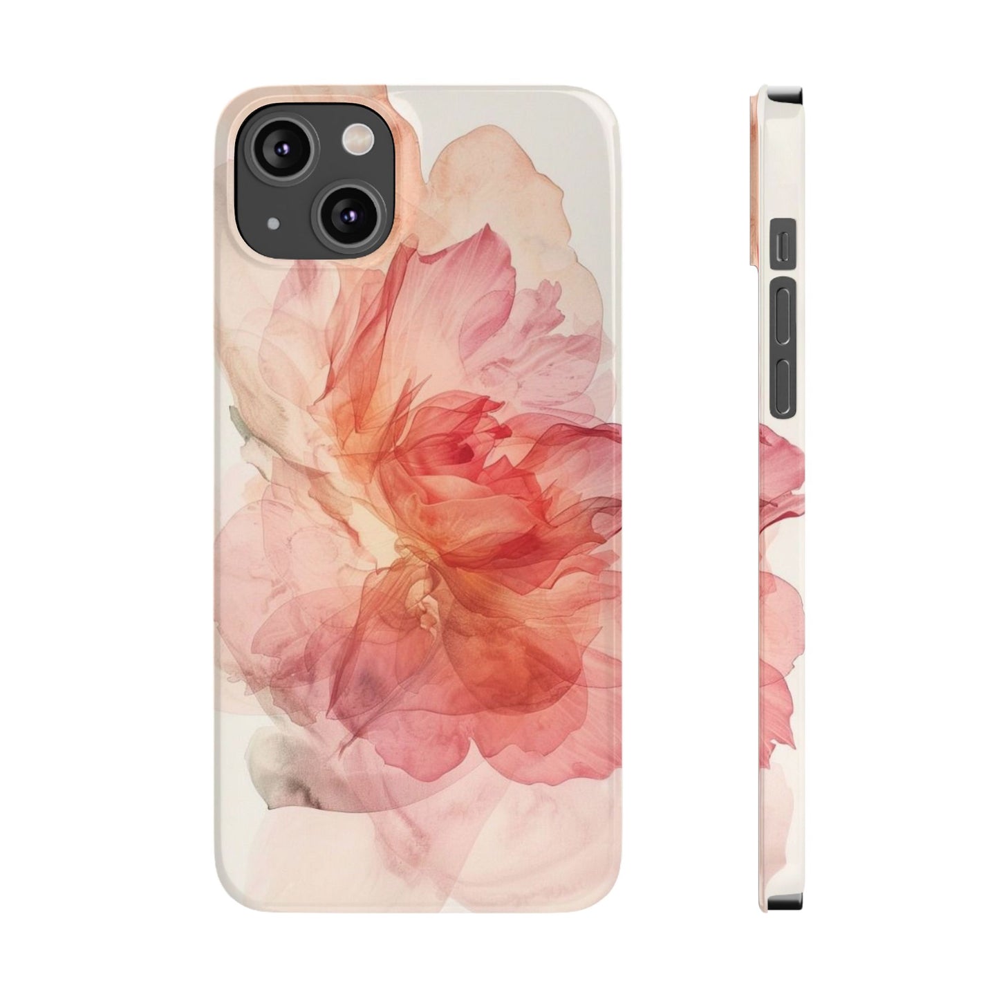 Elegant Floral Slim Phone Case, Flower Art Phone Cover, Stylish Mobile Case