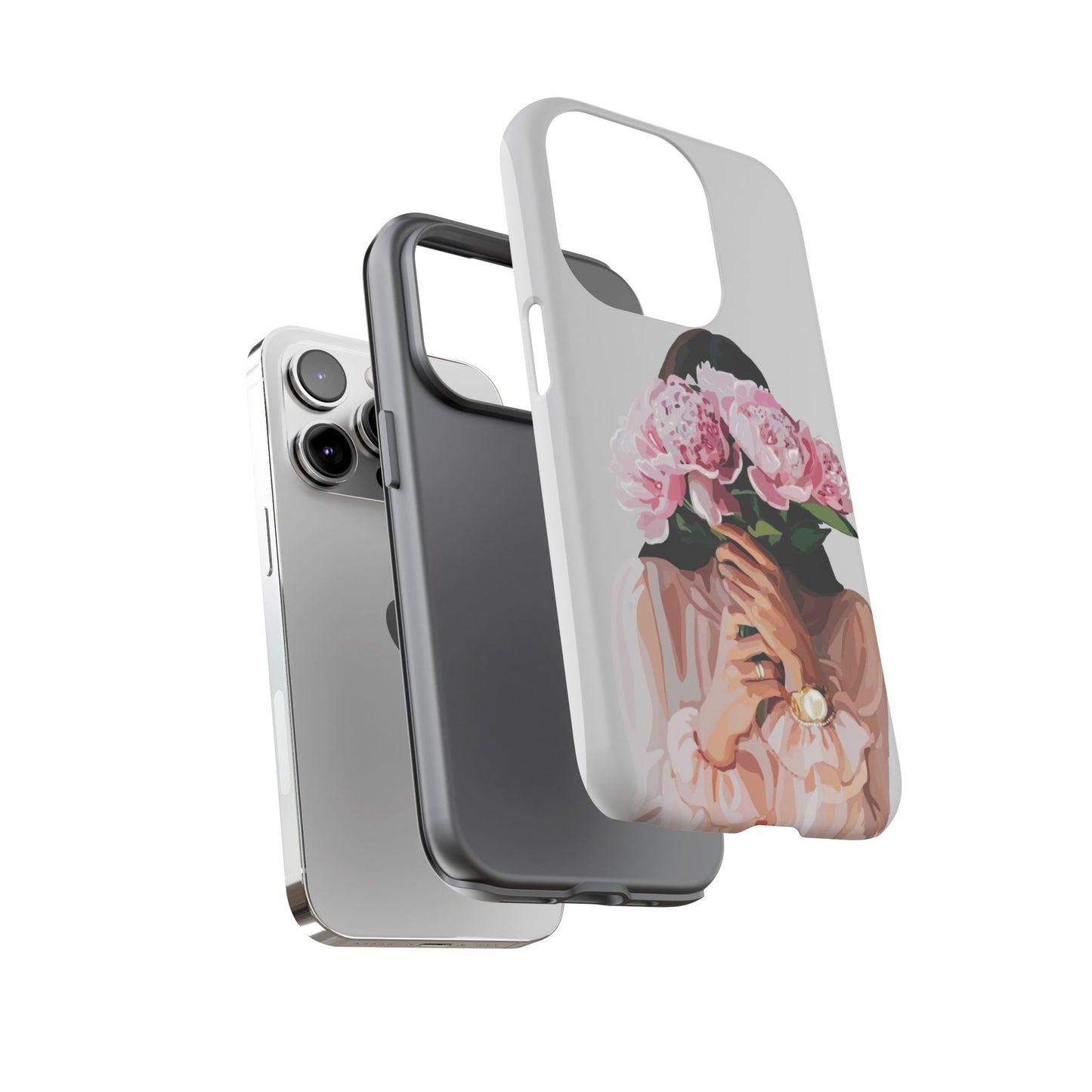 Artistic Phone Case with Floral Design, Durable Phone Cover