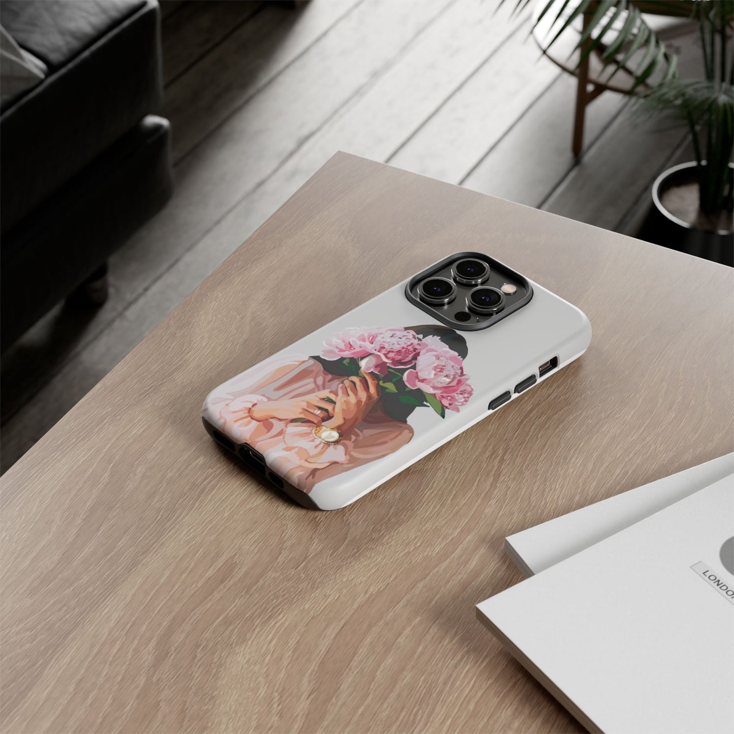 Artistic Phone Case with Floral Design, Durable Phone Cover